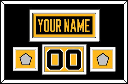 Pittsburgh Nameplate, Number (Shoulder) & 2 Stanley Cup Champions Patches - Road Black (1988-1992) - Signature Tier 3