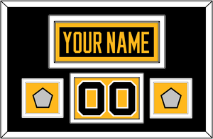 Pittsburgh Nameplate, Number (Shoulder) & 2 Stanley Cup Champions Patches - Road Black (1988-1992) - Double Mat 3