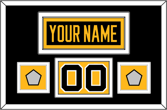 Pittsburgh Nameplate, Number (Shoulder) & 2 Stanley Cup Champions Patches - Road Black (1988-1992) - Double Mat 3