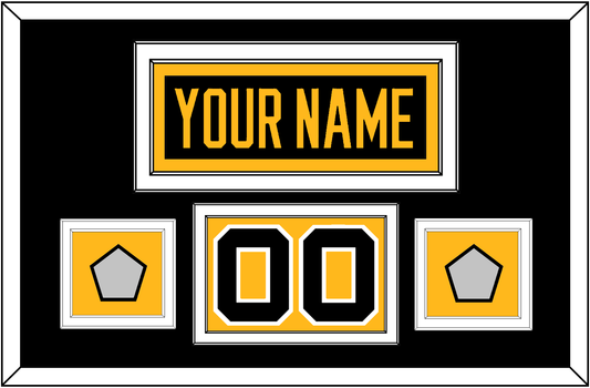 Pittsburgh Nameplate, Number (Shoulder) & 2 Stanley Cup Finals Patches - Home Black - Signature Tier 3