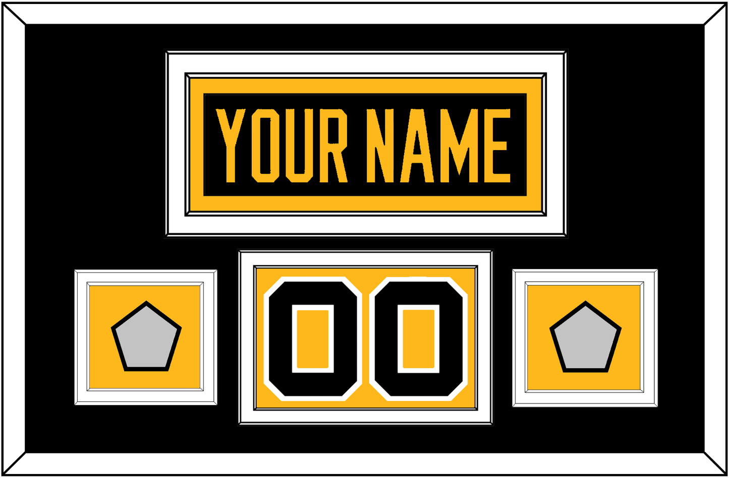 Pittsburgh Nameplate, Number (Shoulder) & 2 Stanley Cup Finals Patches - Road Black (1988-1992) - Signature Tier 3