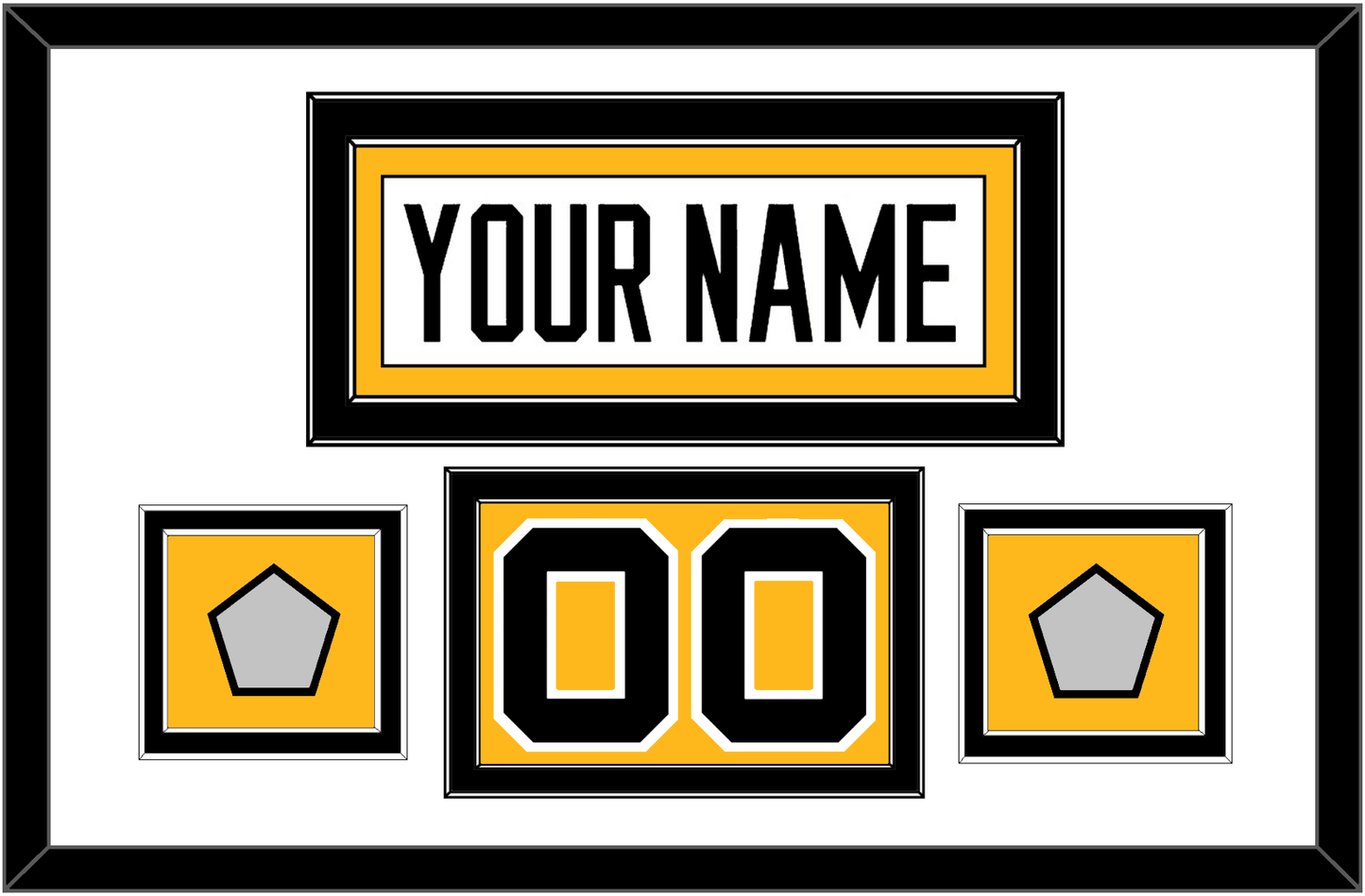 Pittsburgh Nameplate, Number (Shoulder) & 2 Stanley Cup Finals Patches - Home White (1988-1992) - Signature Tier 1