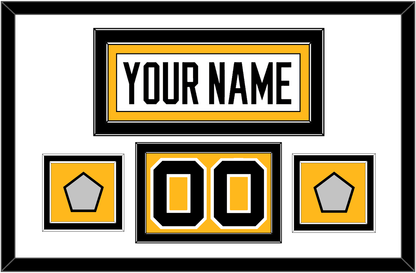 Pittsburgh Nameplate, Number (Shoulder) & 2 Stanley Cup Champions Patches - Home White (1988-1992) - Signature Tier 1