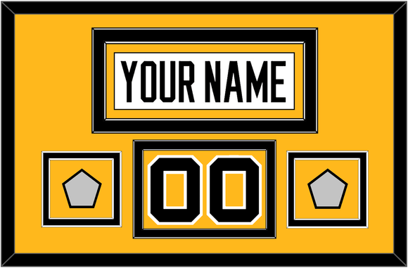 Pittsburgh Nameplate, Number (Shoulder) & 2 Stanley Cup Champions Patches - Home White (1988-1992) - Double Mat 2