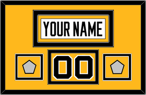 Pittsburgh Nameplate, Number (Shoulder) & 2 Stanley Cup Finals Patches - Road White - Double Mat 2