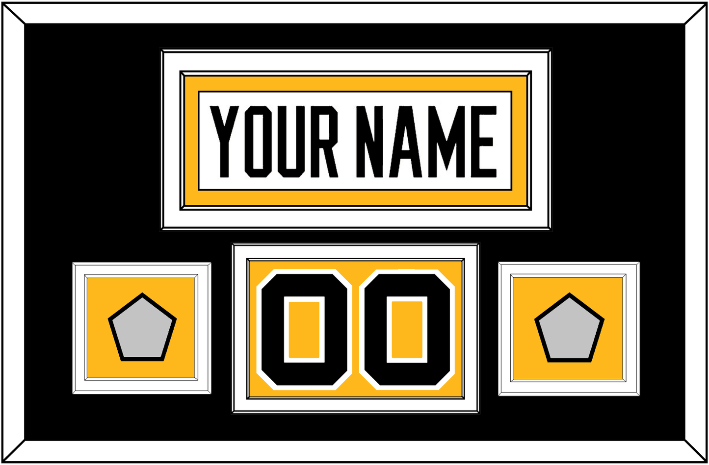 Pittsburgh Nameplate, Number (Shoulder) & 2 Stanley Cup Champions Patches - Home White (1988-1992) - Signature Tier 3