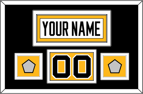 Pittsburgh Nameplate, Number (Shoulder) & 2 Stanley Cup Champions Patches - Home White (1988-1992) - Double Mat 3