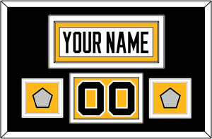 Pittsburgh Nameplate, Number (Shoulder) & 2 Stanley Cup Finals Patches - Home White (1988-1992) - Double Mat 3