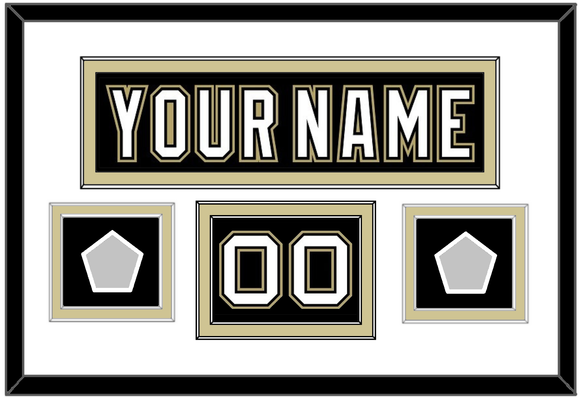 Pittsburgh Nameplate, Number (Shoulder) & 2 Stanley Cup Finals Patches - Home Black  (2007-2016) - Double Mat 1