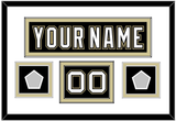 Pittsburgh Nameplate, Number (Shoulder) & 2 Stanley Cup Champions Patches - Home Black (2007-2016) - Double Mat 1