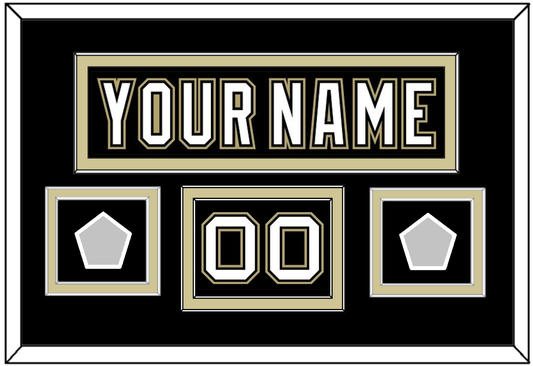 Pittsburgh Nameplate, Number (Shoulder) & 2 Stanley Cup Champions Patches - Home Black (2007-2016) - Signature Tier 2