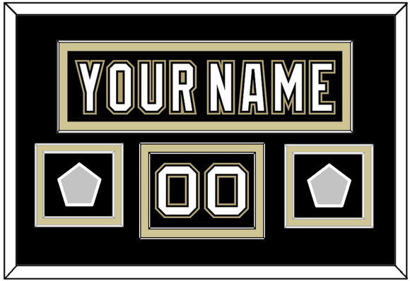 Pittsburgh Nameplate, Number (Shoulder) & 2 Stanley Cup Champions Patches - Home Black (2007-2016) - Double Mat 2