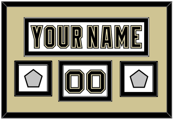 Pittsburgh Nameplate, Number (Shoulder) & 2 Stanley Cup Finals Patches - Road White (2007-2016) - Double Mat 2