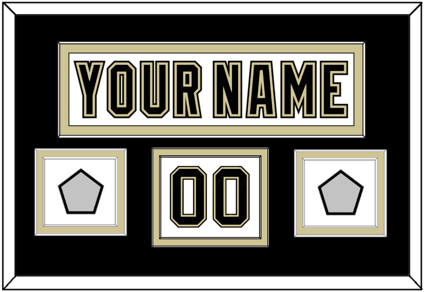 Pittsburgh Nameplate, Number (Shoulder) & 2 Stanley Cup Champions Patches - Road White (2007-2016) - Signature Tier 3