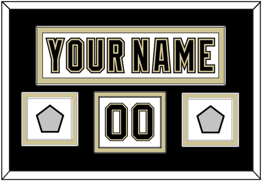 Pittsburgh Nameplate, Number (Shoulder) & 2 Stanley Cup Champions Patches - Road White (2007-2016) - Signature Tier 3