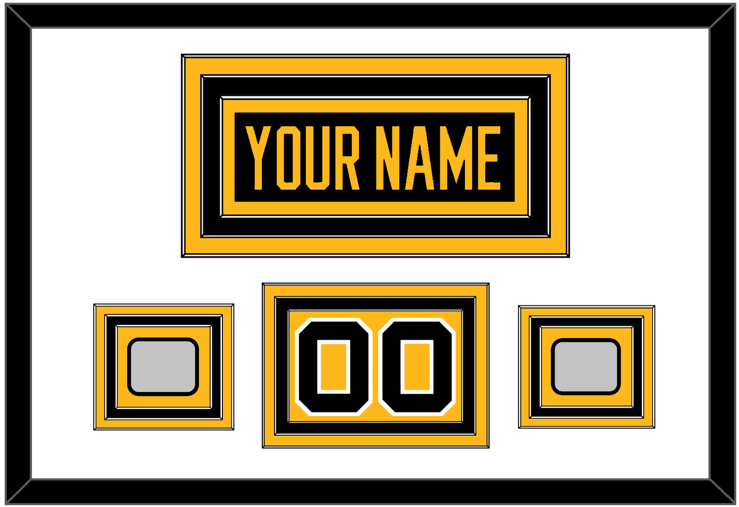 Pittsburgh Nameplate, Number (Shoulder) & 2 Stanley Cup Finals Patches - Road Black (1988-1992) - Premier Tier 1