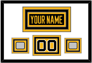 Pittsburgh Nameplate, Number (Shoulder) & 2 Stanley Cup Finals Patches - Road Black (1988-1992) - Triple Mat 1