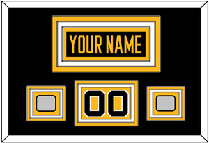 Pittsburgh Nameplate, Number (Shoulder) & 2 Stanley Cup Finals Patches - Home Black - Triple Mat 3