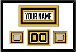 Pittsburgh Nameplate, Number (Shoulder) & 2 Stanley Cup Champions Patches - Home White (1988-1992) - Triple Mat 1