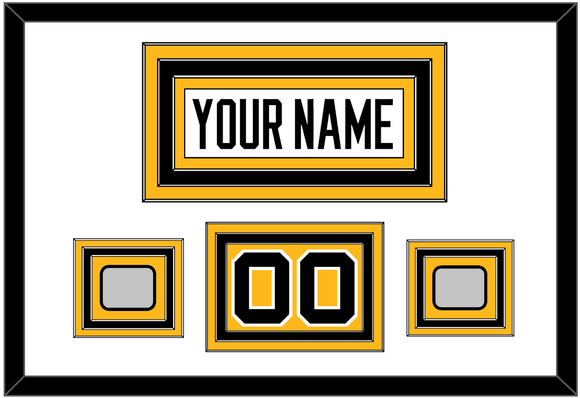 Pittsburgh Nameplate, Number (Shoulder) & 2 Stanley Cup Champions Patches - Home White (1988-1992) - Triple Mat 1