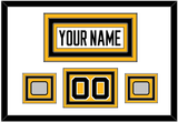 Pittsburgh Nameplate, Number (Shoulder) & 2 Stanley Cup Champions Patches - Home White (1988-1992) - Triple Mat 1