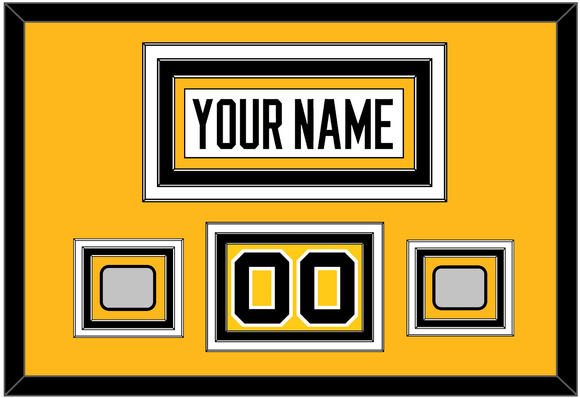 Pittsburgh Nameplate, Number (Shoulder) & 2 Stanley Cup Champions Patches - Home White (1988-1992) - Triple Mat 2