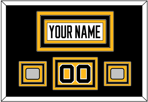 Pittsburgh Nameplate, Number (Shoulder) & 2 Stanley Cup Finals Patches - Road White - Triple Mat 3