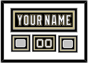 Pittsburgh Nameplate, Number (Shoulder) & 2 Stanley Cup Champions Patches - Home Black (2007-2016) - Triple Mat 1