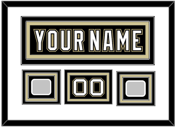 Pittsburgh Nameplate, Number (Shoulder) & 2 Stanley Cup Finals Patches - Home Black (2007-2016) - Triple Mat 1