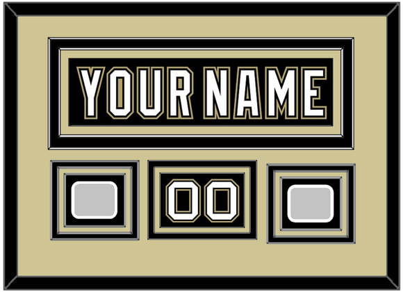 Pittsburgh Nameplate, Number (Shoulder) & 2 Stanley Cup Champions Patches - Home Black (2007-2016) - Triple Mat 2