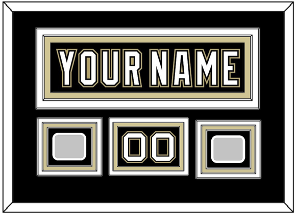 Pittsburgh Nameplate, Number (Shoulder) & 2 Stanley Cup Champions Patches - Home Black (2007-2016) - Triple Mat 3