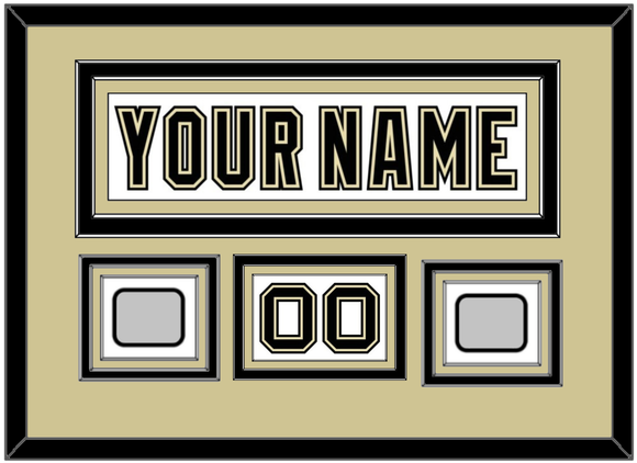 Pittsburgh Nameplate, Number (Shoulder) & 2 Stanley Cup Finals Patches - Road White (2007-2016) - Triple Mat 2