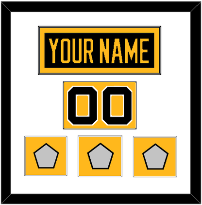 Pittsburgh Nameplate, Number (Shoulder) & 2009, 2016 & 2017 Stanley Cup Champions Patches - Home Black - Essential Tier 1