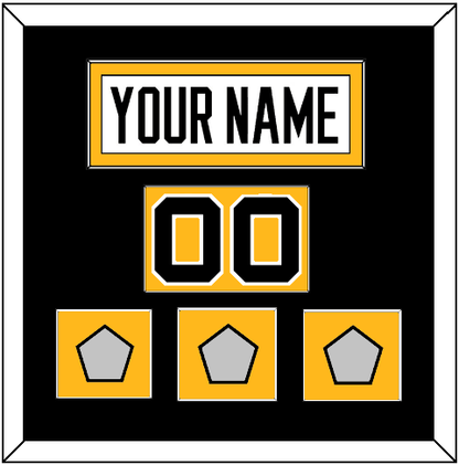 Pittsburgh Nameplate, Number (Shoulder) & 2009, 2016 & 2017 Stanley Cup Champions Patches - Road White - Essential Tier 2