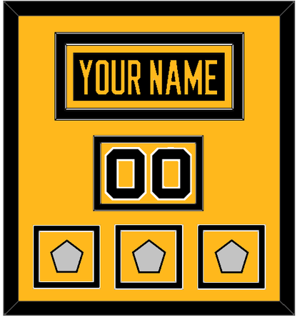 Pittsburgh Nameplate, Number (Shoulder) & 2009, 2016 & 2017 Stanley Cup Finals Patches - Home Black - Signature Tier 2
