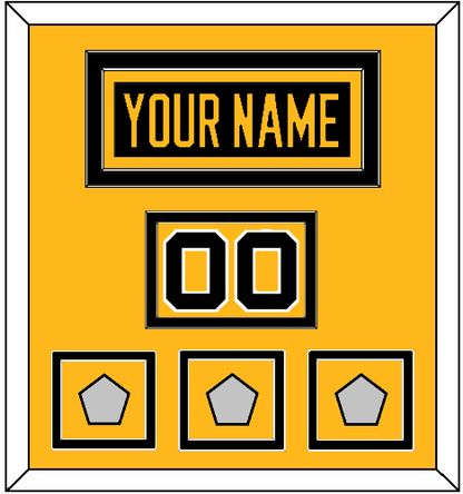 Pittsburgh Nameplate, Number (Shoulder) & 2009, 2016 & 2017 Stanley Cup Champions Patches - Home Black - Signature Tier 2