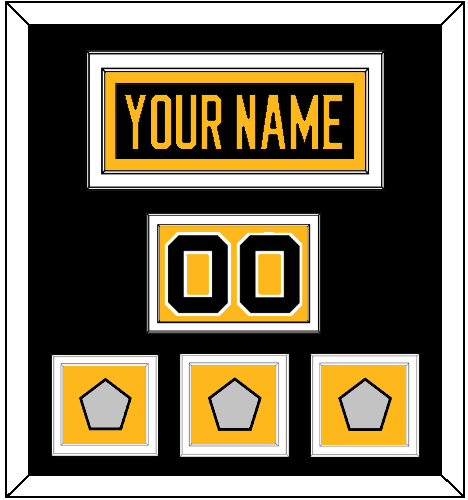 Pittsburgh Nameplate, Number (Shoulder) & 2009, 2016 & 2017 Stanley Cup Champions Patches - Home Black - Signature Tier 3