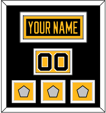 Pittsburgh Nameplate, Number (Shoulder) & 2009, 2016 & 2017 Stanley Cup Finals Patches - Home Black - Signature Tier 3
