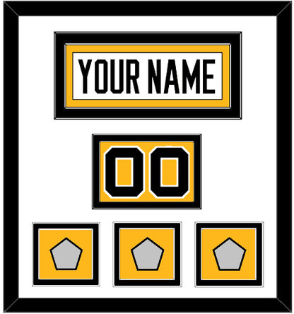 Pittsburgh Nameplate, Number (Shoulder) & 2009, 2016 & 2017 Stanley Cup Finals Patches - Road White - Signature Tier 1