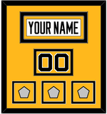 Pittsburgh Nameplate, Number (Shoulder) & 2009, 2016 & 2017 Stanley Cup Finals Patches - Road White - Double Mat 2