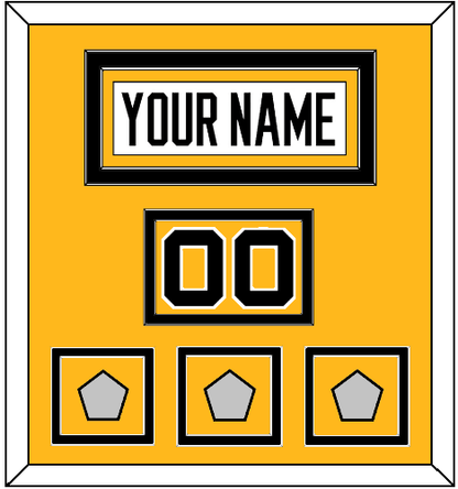 Pittsburgh Nameplate, Number (Shoulder) & 2009, 2016 & 2017 Stanley Cup Champions Patches - Road White - Signature Tier 2
