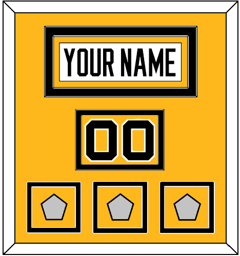 Pittsburgh Nameplate, Number (Shoulder) & 2009, 2016 & 2017 Stanley Cup Champions Patches - Road White - Signature Tier 2