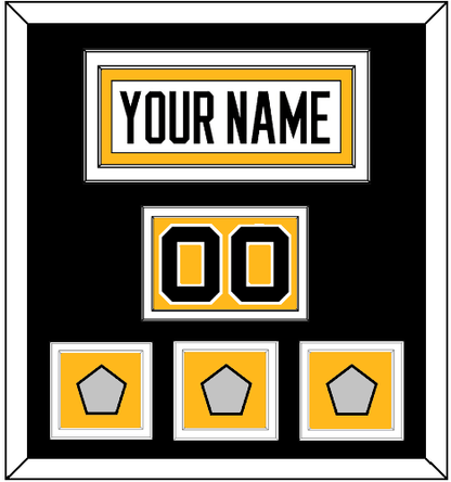 Pittsburgh Nameplate, Number (Shoulder) & 2009, 2016 & 2017 Stanley Cup Champions Patches - Road White - Signature Tier 3