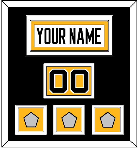 Pittsburgh Nameplate, Number (Shoulder) & 2009, 2016 & 2017 Stanley Cup Champions Patches - Road White - Signature Tier 3