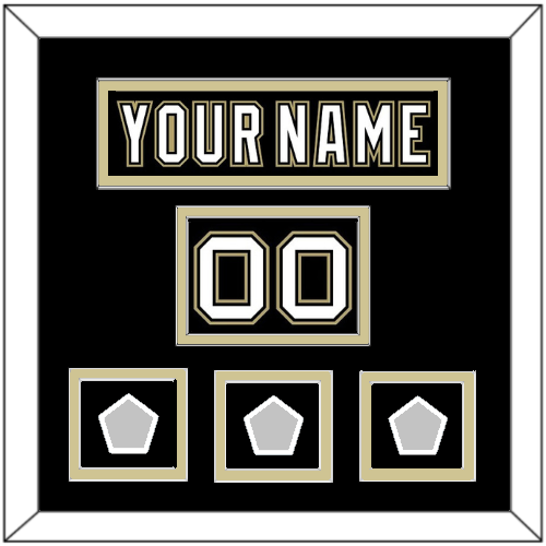 Pittsburgh Nameplate, Number (Shoulder) & 2009, 2016 & 2017 Stanley Cup Champions Patches - Home Black (2007-2016) - Signature Tier 2