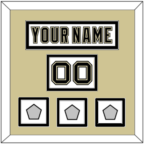Pittsburgh Nameplate, Number (Shoulder) & 2009, 2016 & 2017 Stanley Cup Champions Patches - Road White (2007-2016) - Signature Tier 2