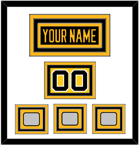 Pittsburgh Nameplate, Number (Shoulder) & 2009, 2016 & 2017 Stanley Cup Champions Patches - Home Black - Triple Mat 1