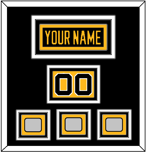 Pittsburgh Nameplate, Number (Shoulder) & 2009, 2016 & 2017 Stanley Cup Champions Patches - Home Black - Triple Mat 3