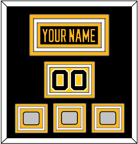 Pittsburgh Nameplate, Number (Shoulder) & 2009, 2016 & 2017 Stanley Cup Champions Patches - Home Black - Triple Mat 4
