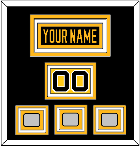 Pittsburgh Nameplate, Number (Shoulder) & 2009, 2016 & 2017 Stanley Cup Finals Patches - Home Black - Triple Mat 4